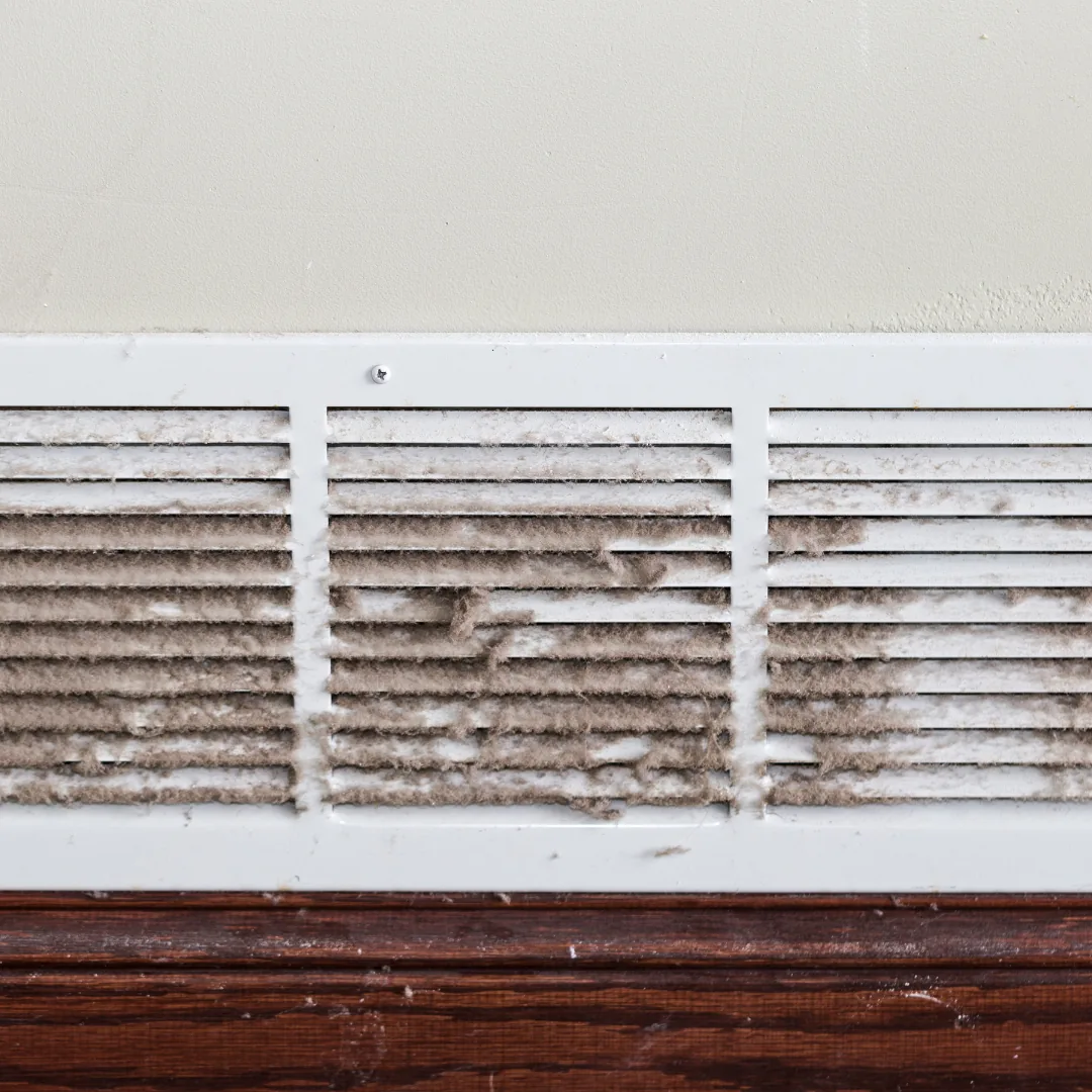 Heavy dust and lint buildup on a home return air vent in Hopkins, SC